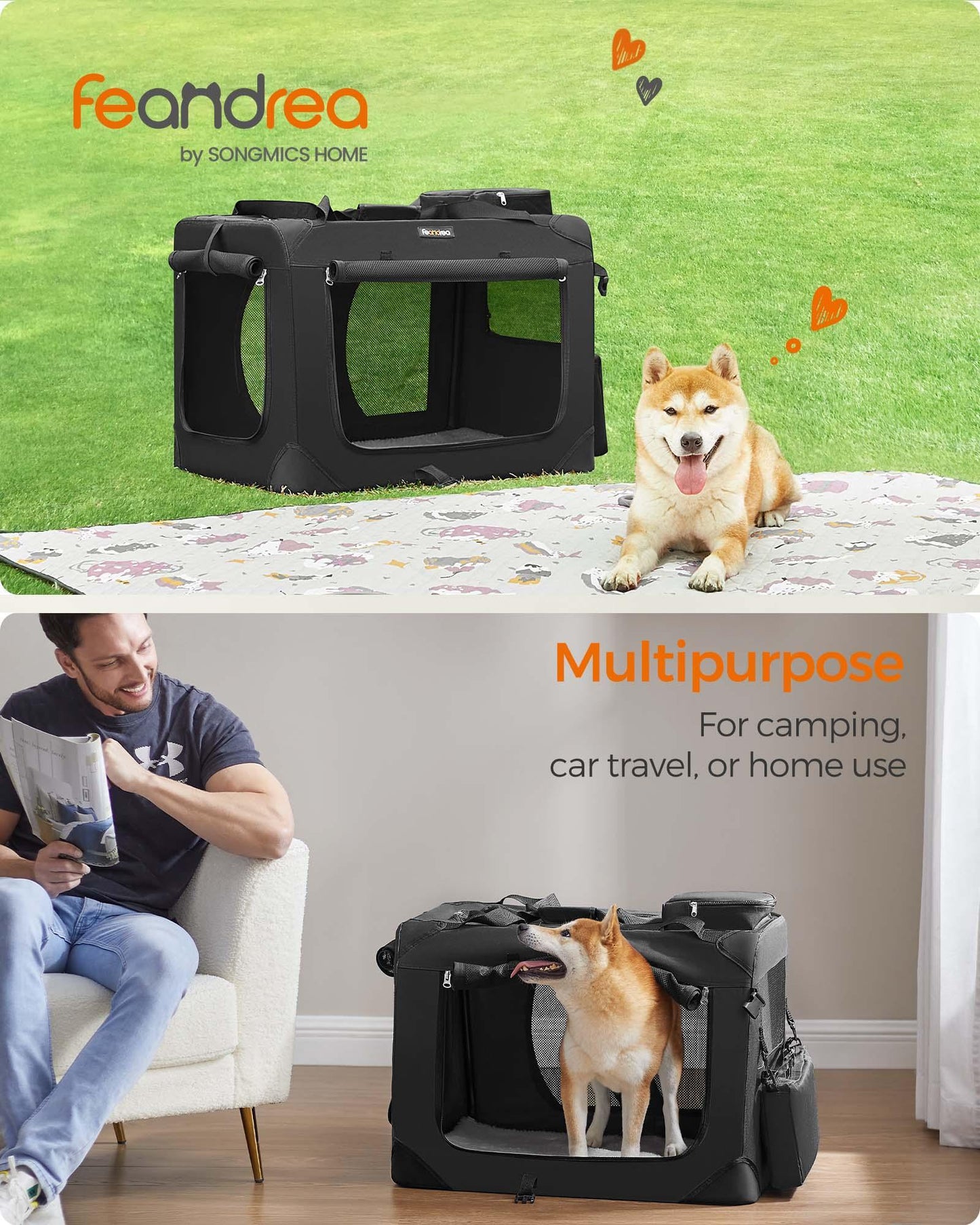 L Dog Crate Black FredCo