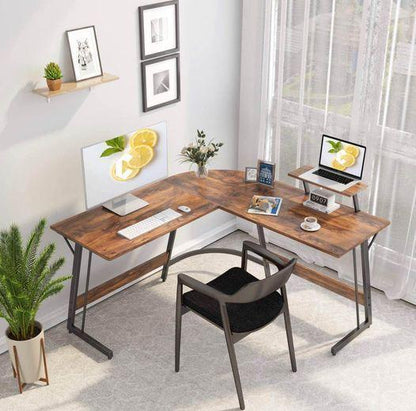 L-Shaped Desk Computer Corner Desk, with monitor stand FredCo