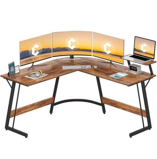 L-Shaped Desk Computer Corner Desk, with monitor stand FredCo