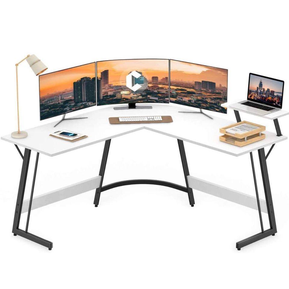 L-Shaped Desk Computer Corner Desk, with monitor stand FredCo