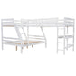 L-Shaped Twin over Full Bunk Bed and Twin Size Loft Bed with Built-in Desk,White FredCo