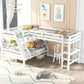 L-Shaped Twin over Full Bunk Bed and Twin Size Loft Bed with Built-in Desk,White FredCo