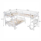 L-Shaped Twin over Full Bunk Bed and Twin Size Loft Bed with Built-in Desk,White FredCo