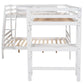 L-Shaped Twin over Full Bunk Bed and Twin Size Loft Bed with Built-in Desk,White FredCo