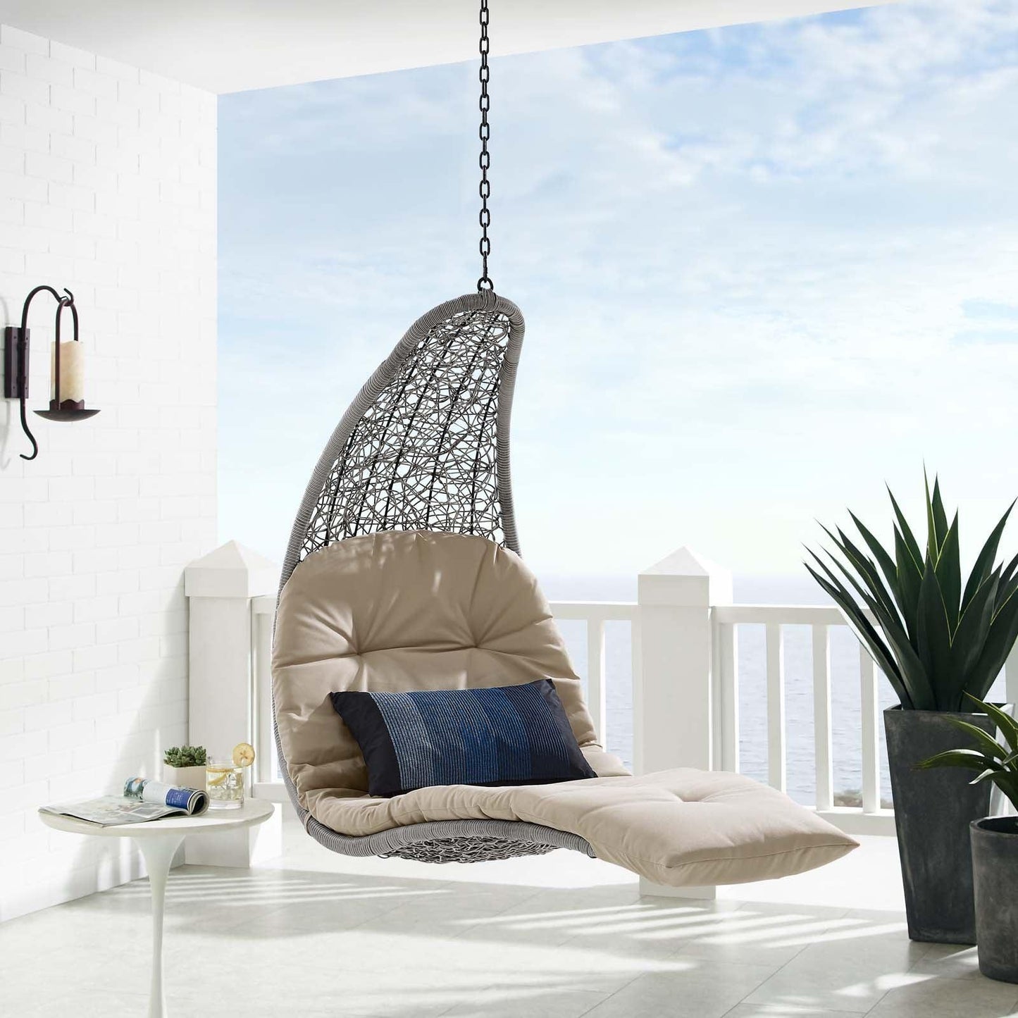 Landscape Hanging Chaise Lounge Outdoor Patio Swing Chair, EEI-4589 FredCo