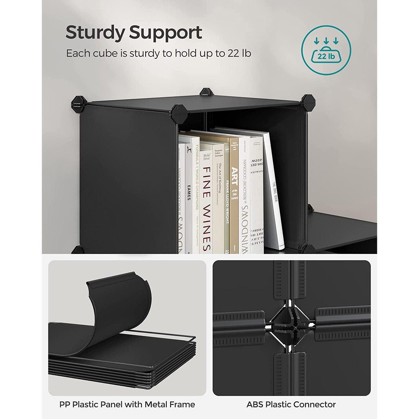 Large 6 Cube Storage Organizer Black FredCo