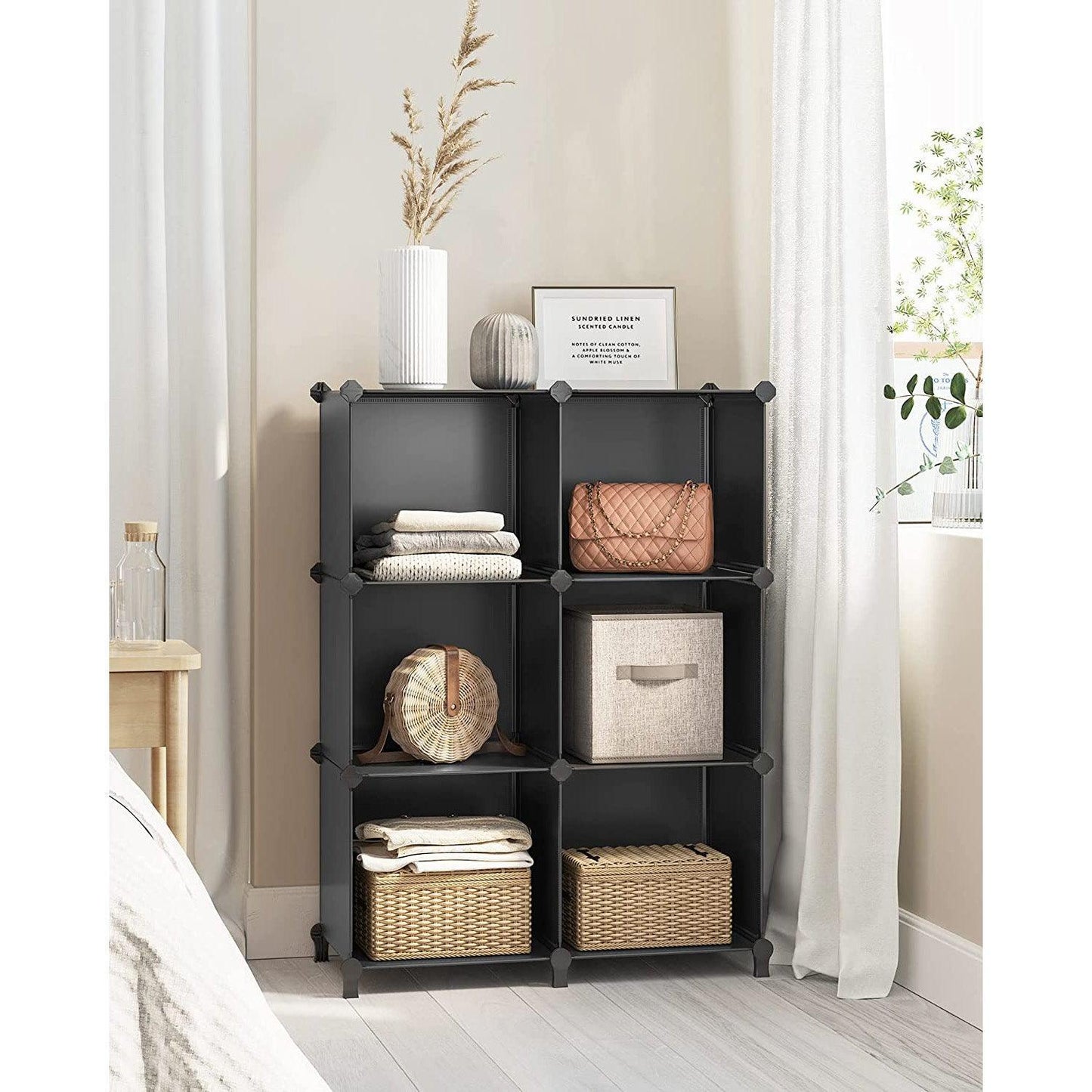 Large 6 Cube Storage Organizer Black FredCo