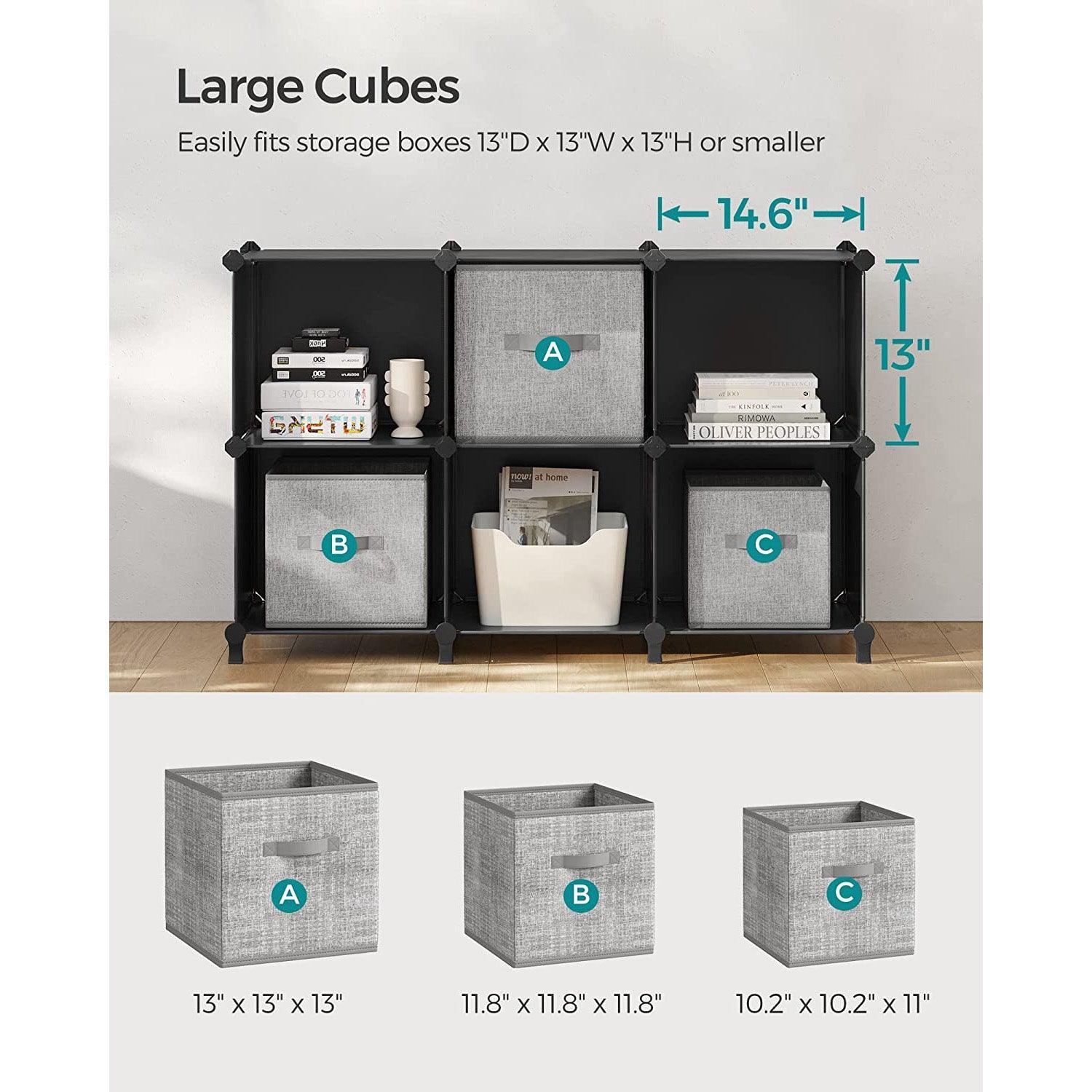 Large 6 Cube Storage Organizer Black FredCo