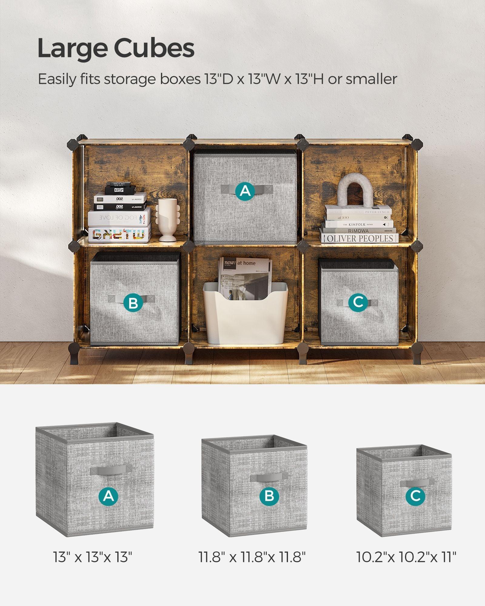 Large 6 Cube Storage Organizer Rustic Brown FredCo