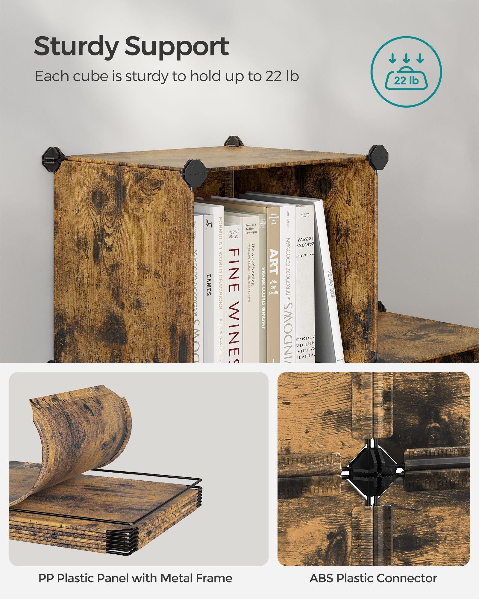Large 6 Cube Storage Organizer Rustic Brown FredCo