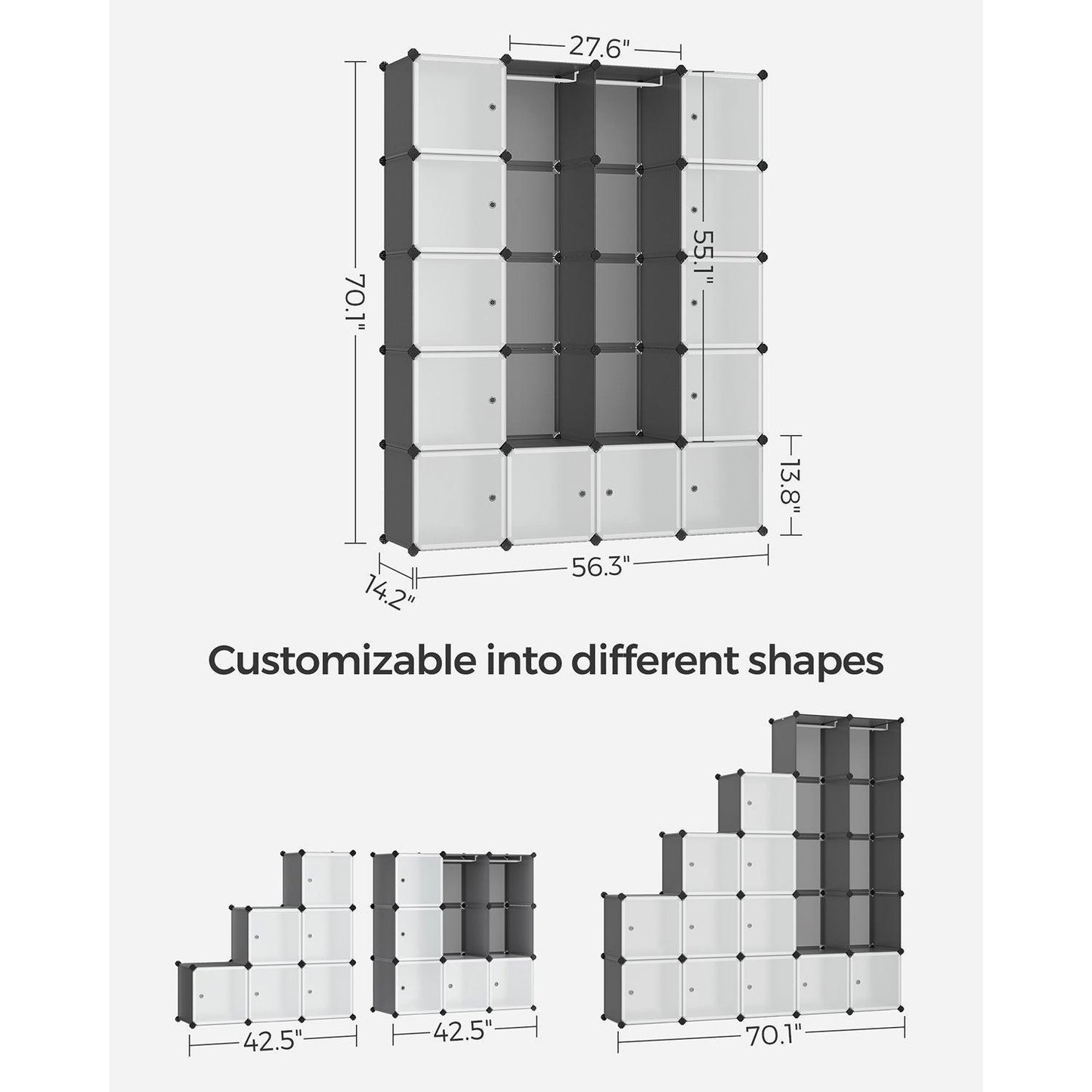 Large Cube Storage Organizer Gray FredCo