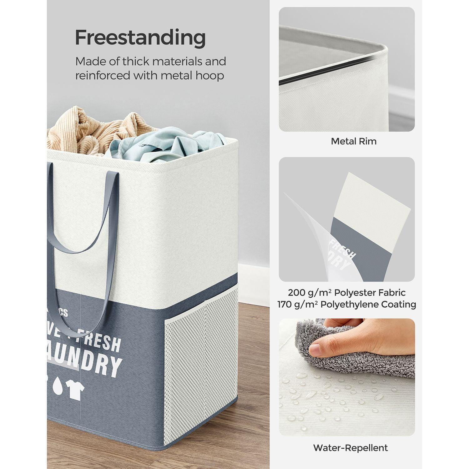 Laundry Basket with 2 Compartments Dark Blue FredCo