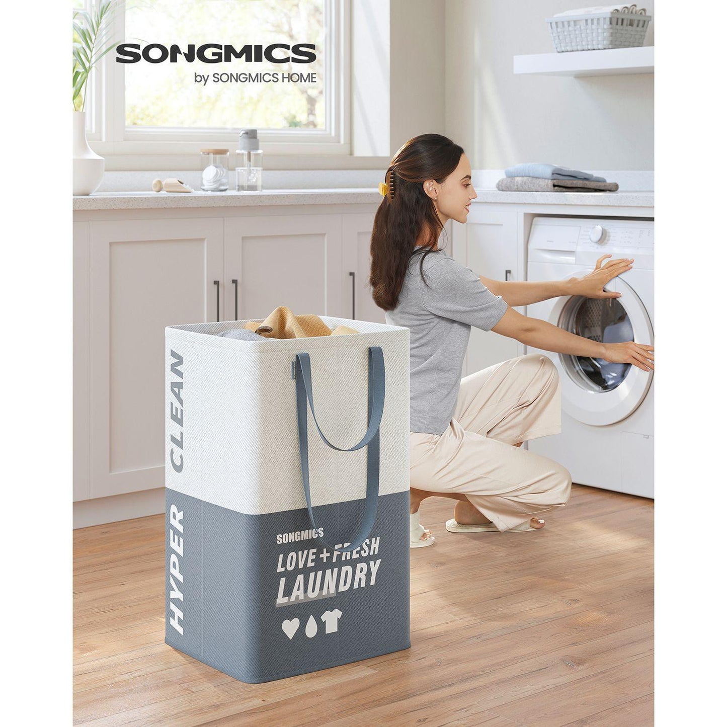 Laundry Basket with 2 Compartments Dark Blue FredCo