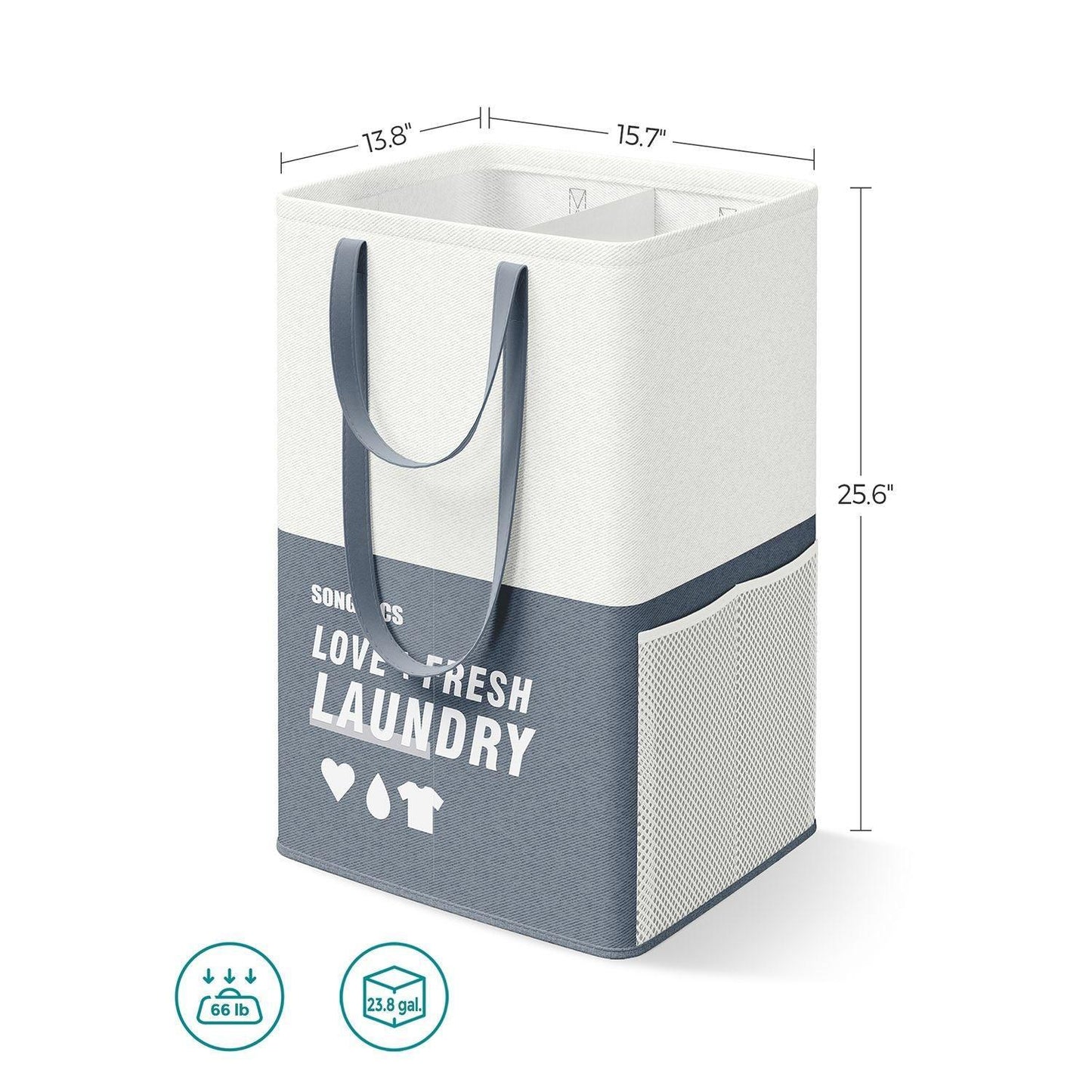 Laundry Basket with 2 Compartments Dark Blue FredCo