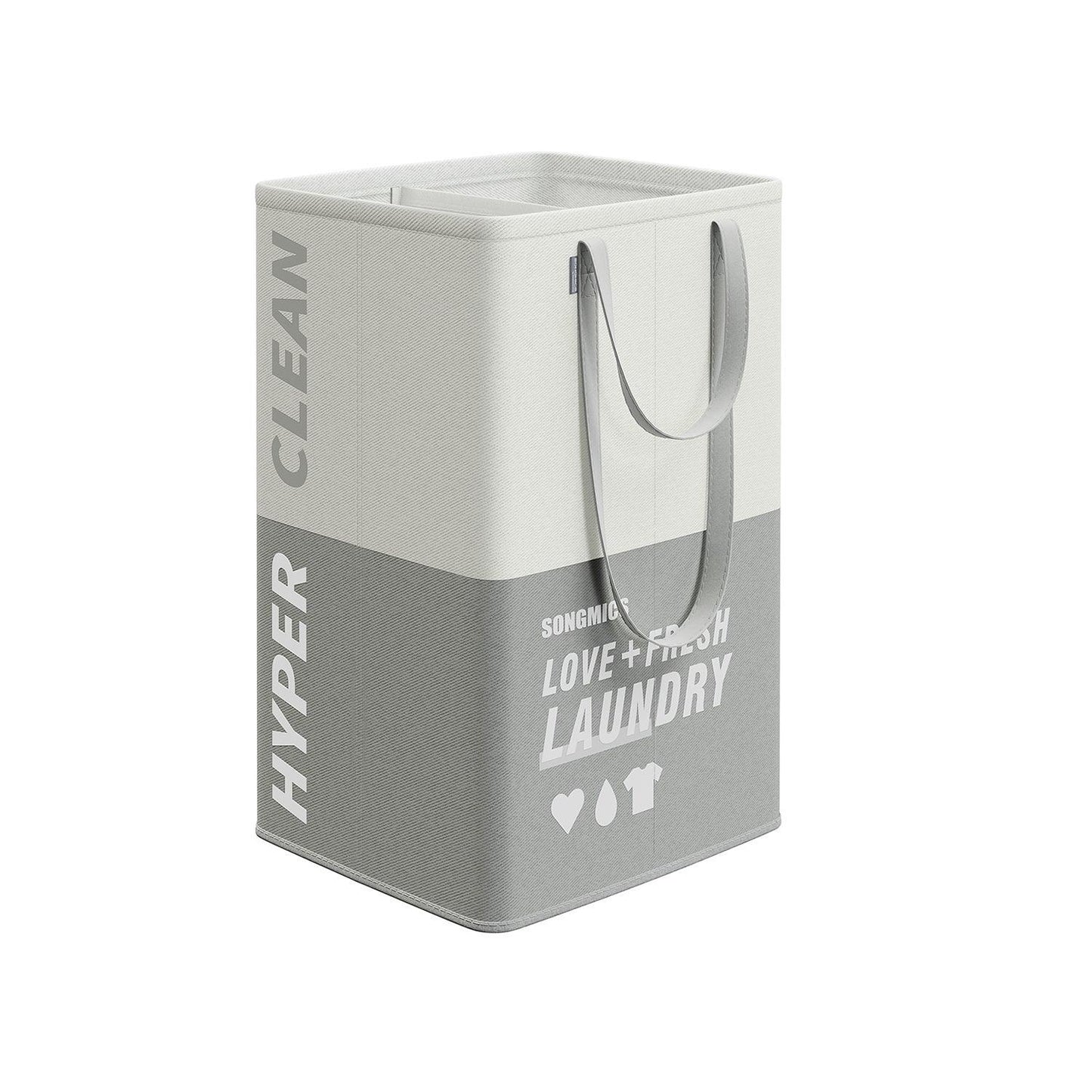 Laundry Basket with 2 Compartments Light Gray FredCo