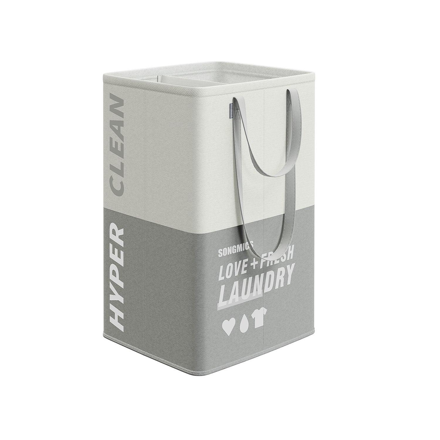 Laundry Basket with 2 Compartments Light Gray FredCo