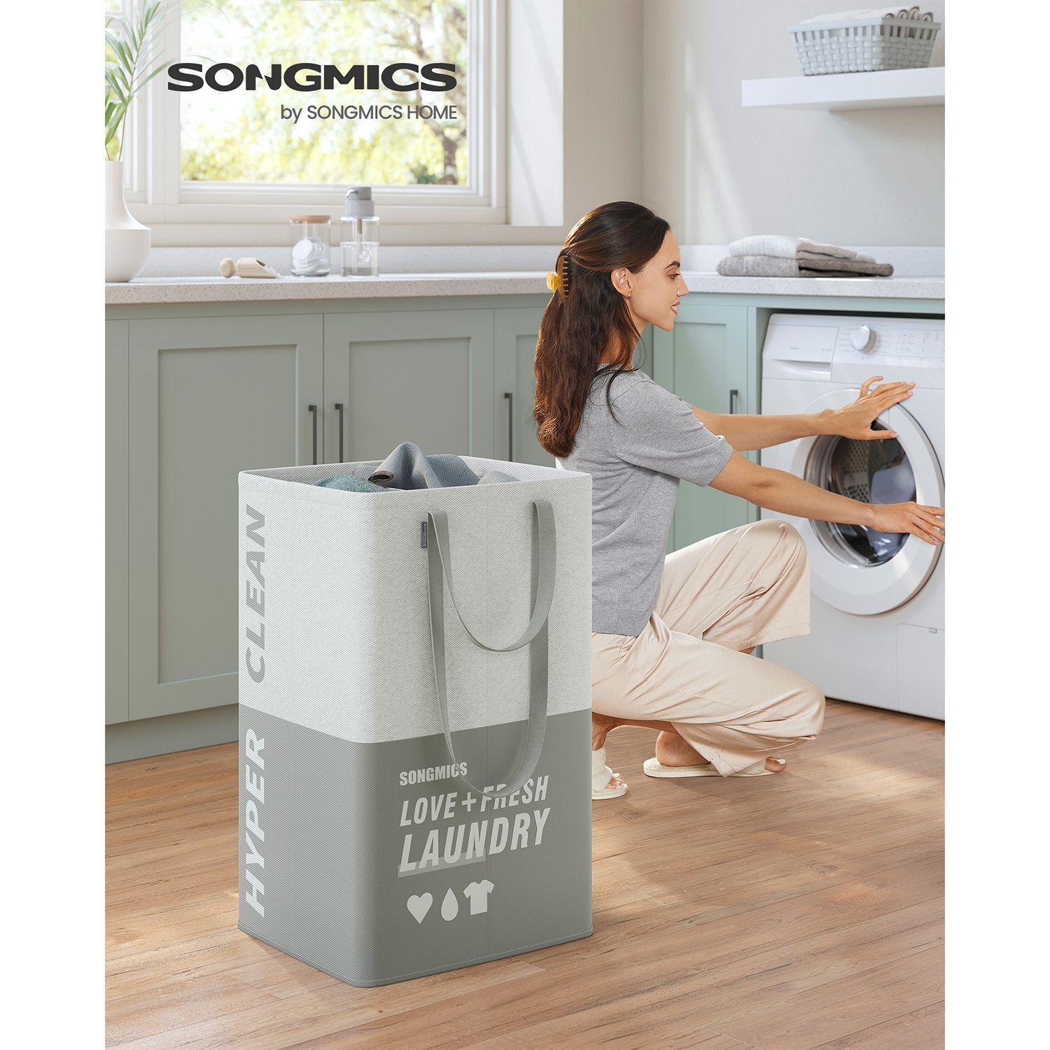 Laundry Basket with 2 Compartments Light Gray FredCo