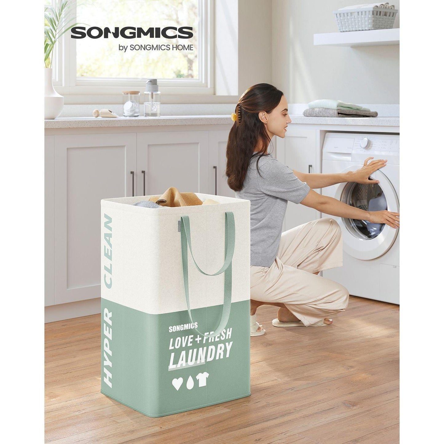 Laundry Basket with 2 Compartments Mint Green FredCo