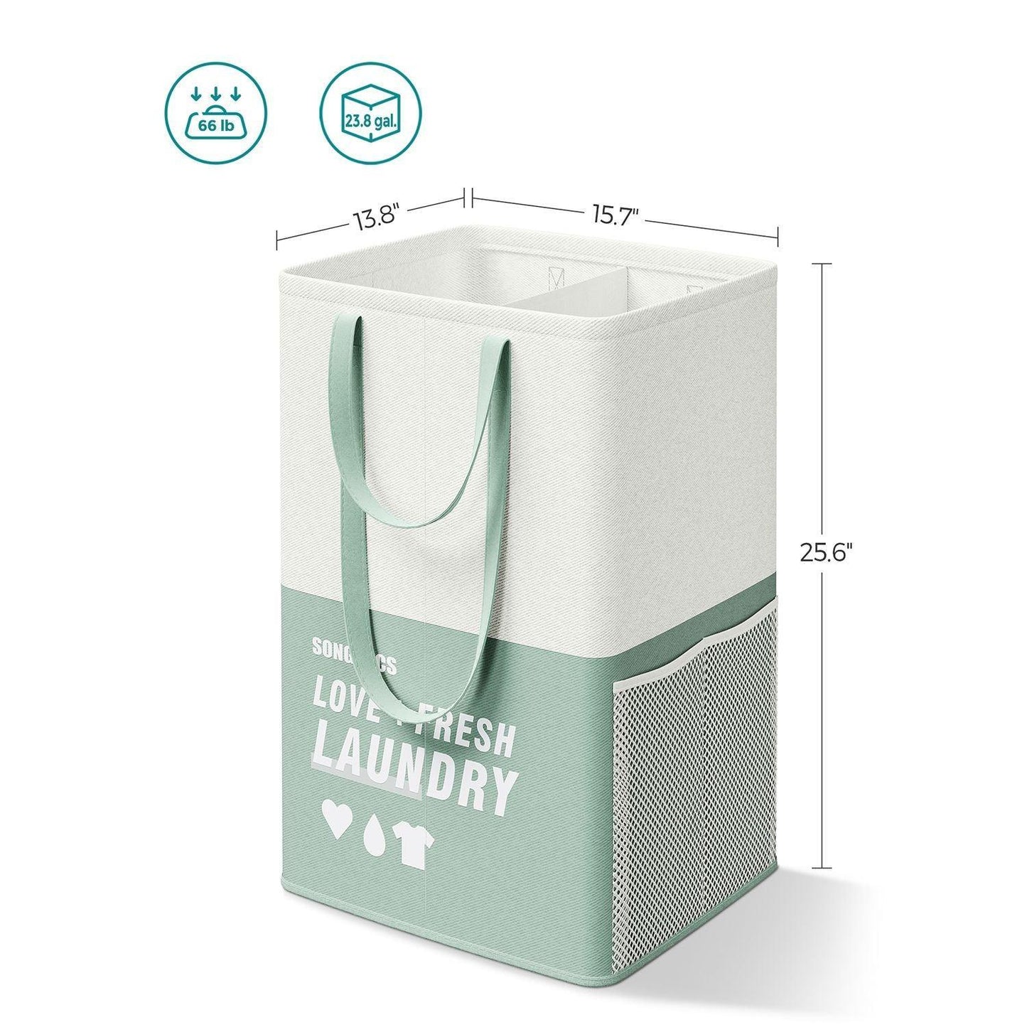 Laundry Basket with 2 Compartments Mint Green FredCo