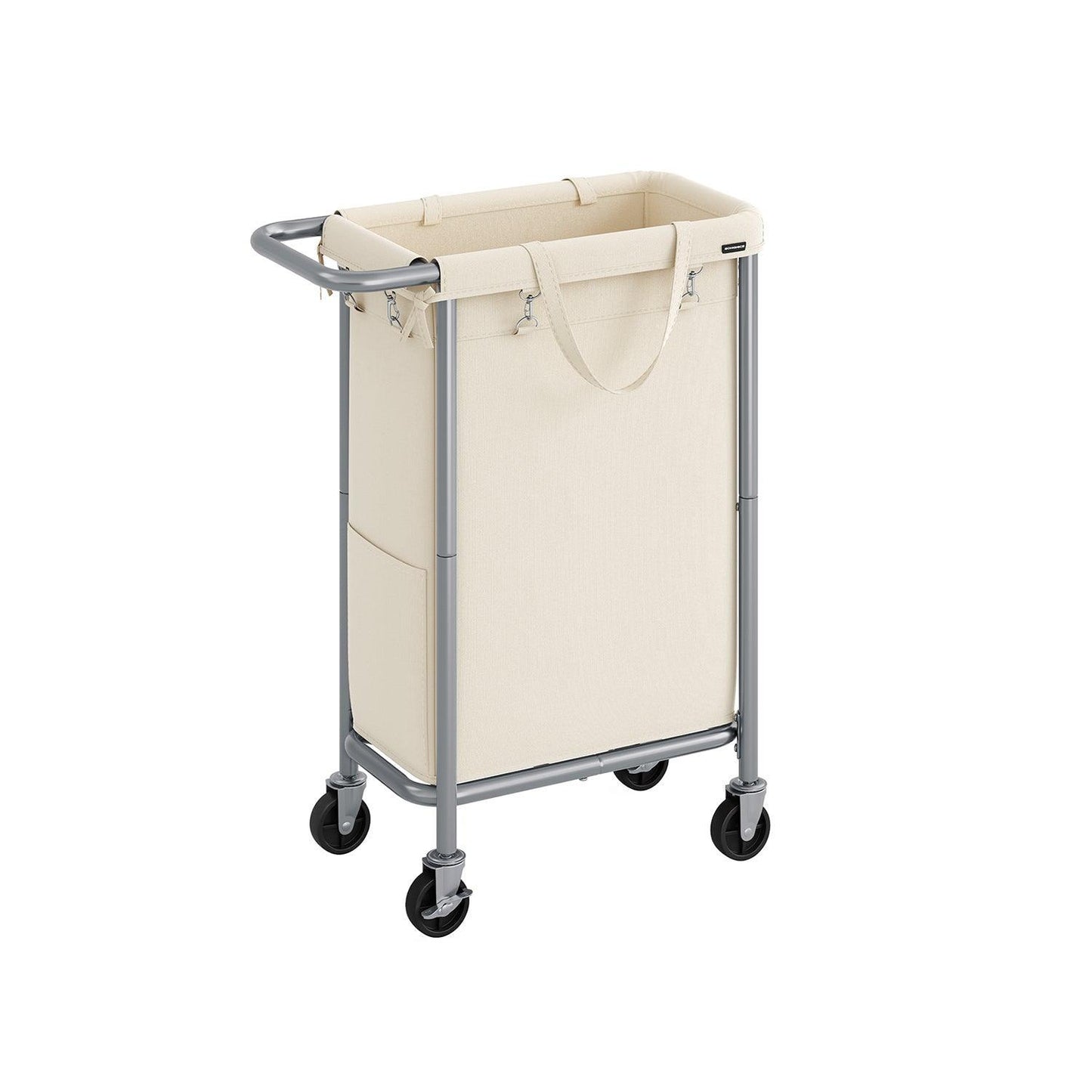 Laundry Basket with Wheels, Rolling Laundry Hamper Cream FredCo