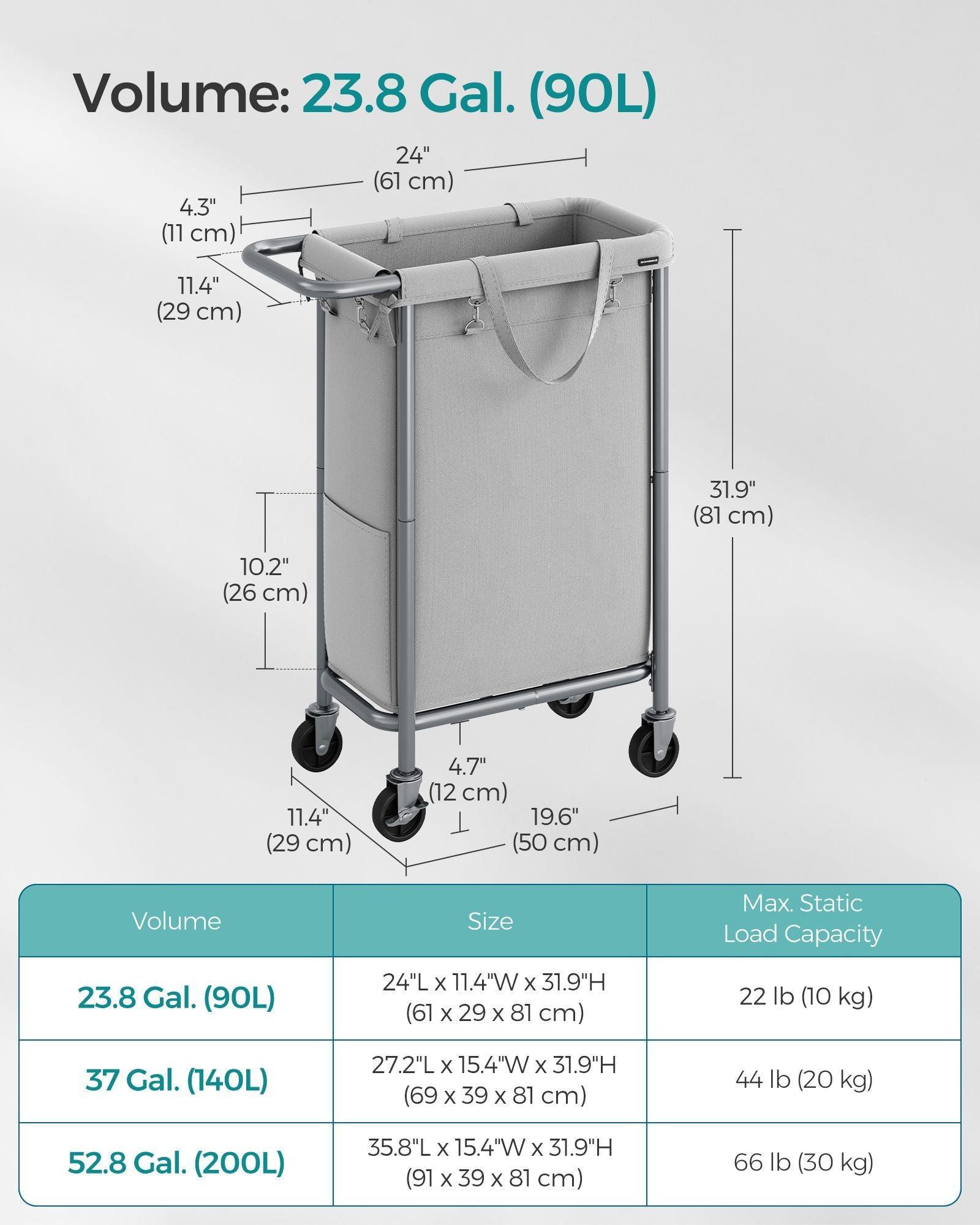 Laundry Basket with Wheels, Rolling Laundry Hamper Green FredCo