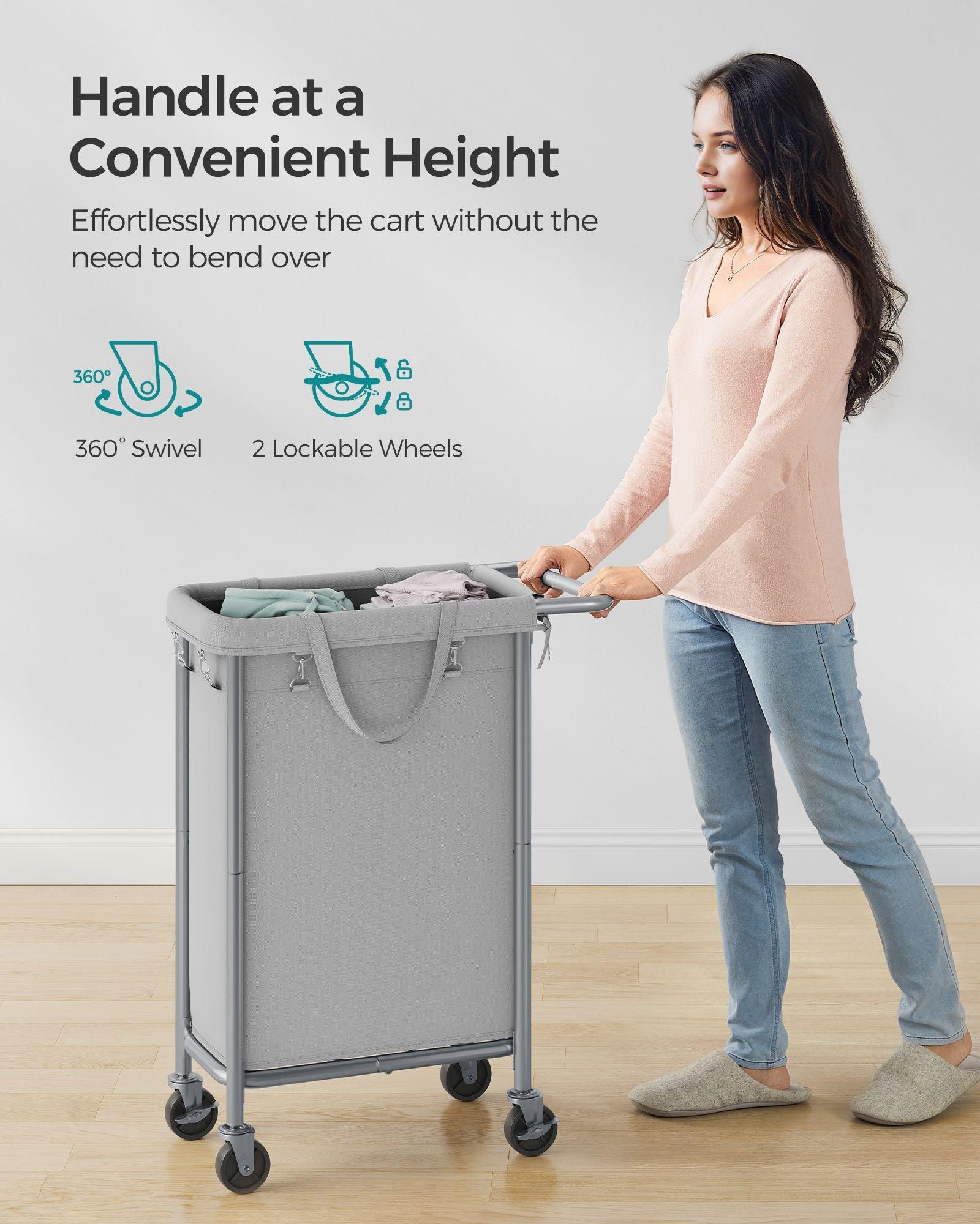 Laundry Basket with Wheels, Rolling Laundry Hamper Green FredCo