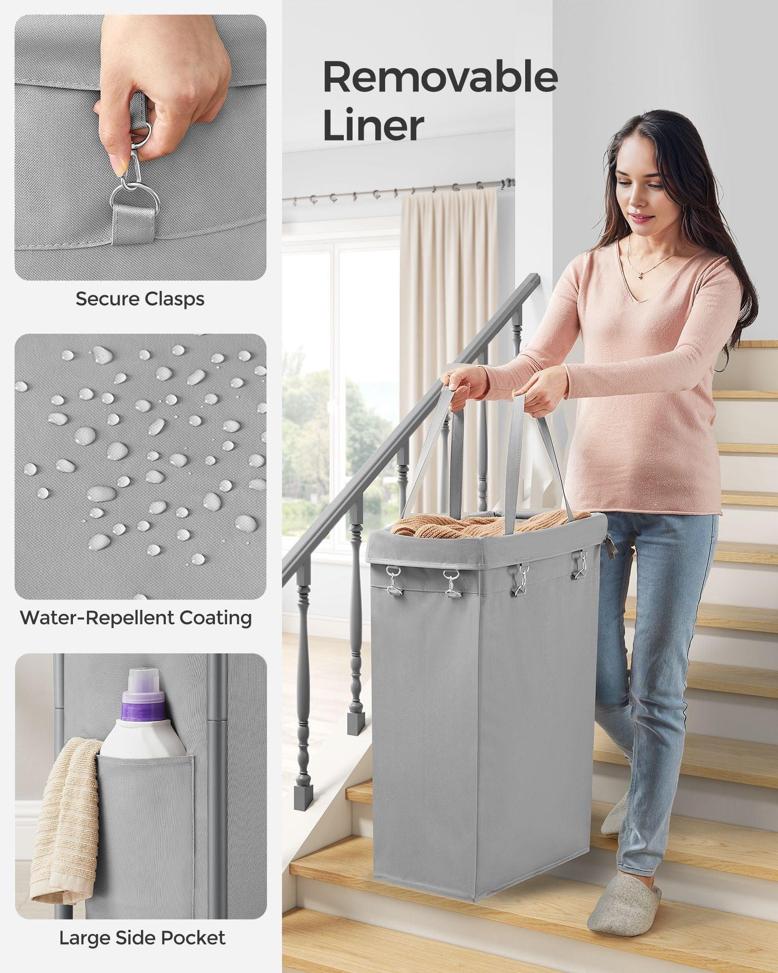 Laundry Basket with Wheels, Rolling Laundry Hamper Green FredCo