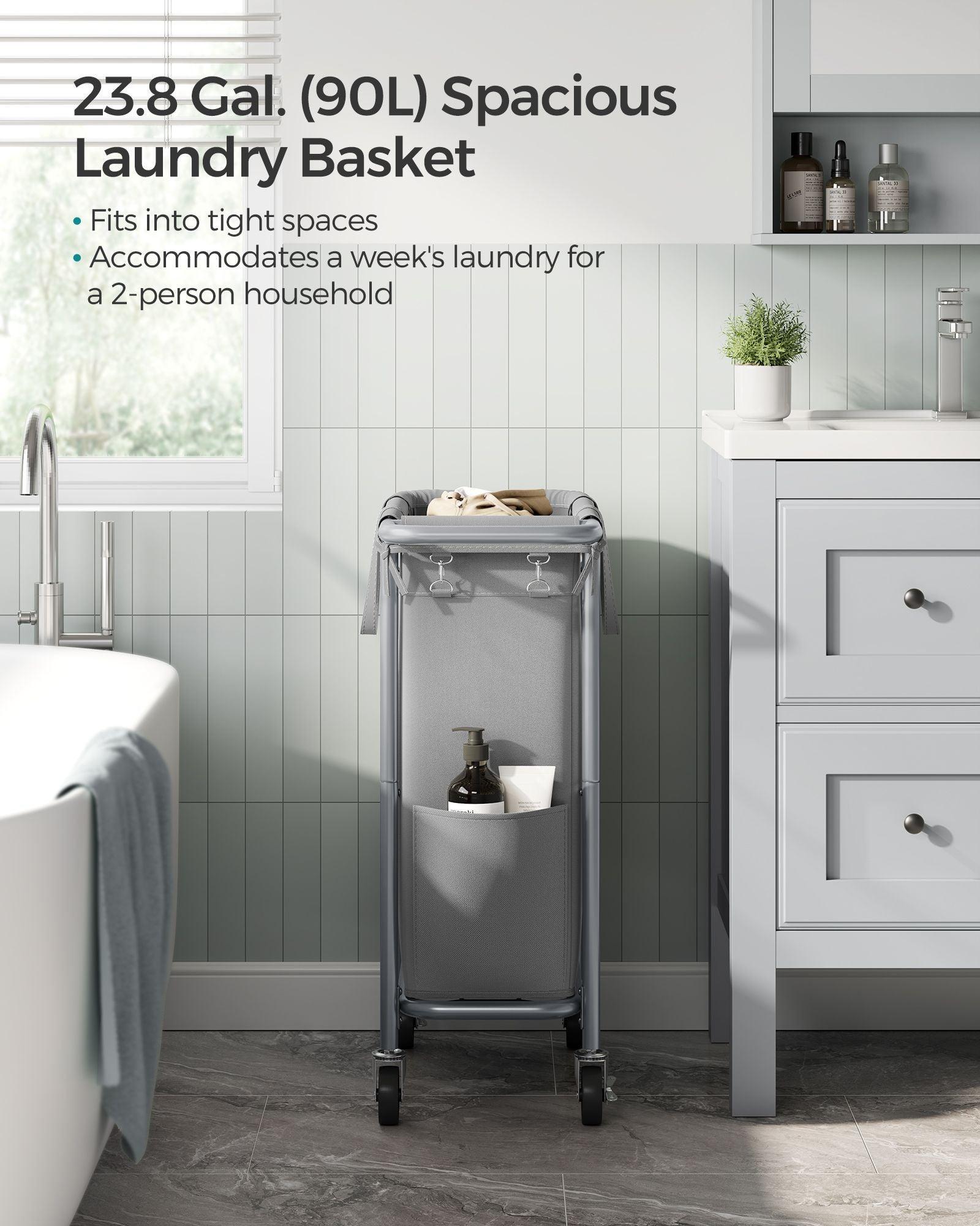 Laundry Basket with Wheels, Rolling Laundry Hamper Green FredCo