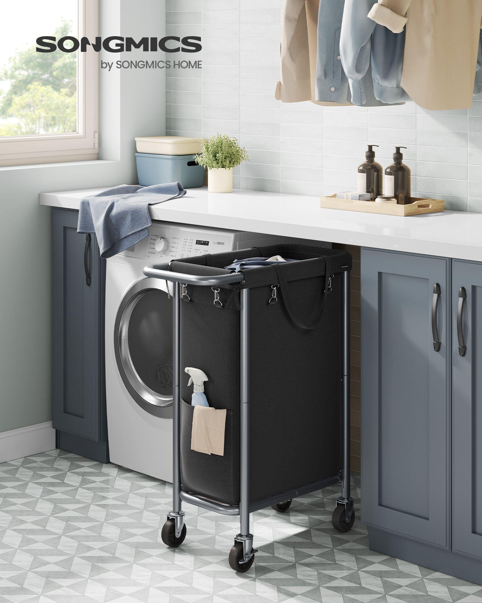 Laundry Basket with Wheels, Rolling Laundry Hamper Ink Black FredCo