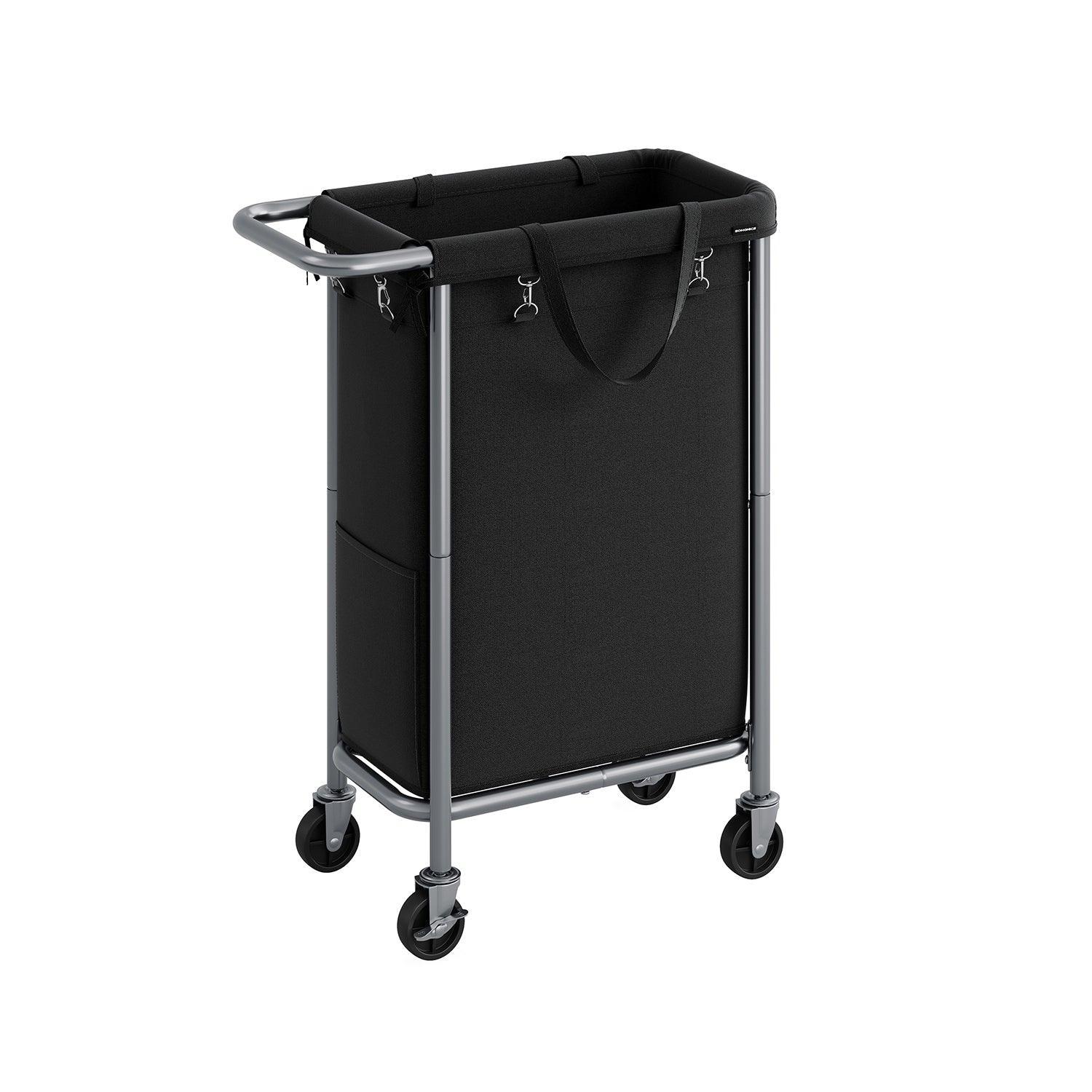 Laundry Basket with Wheels, Rolling Laundry Hamper Ink Black FredCo