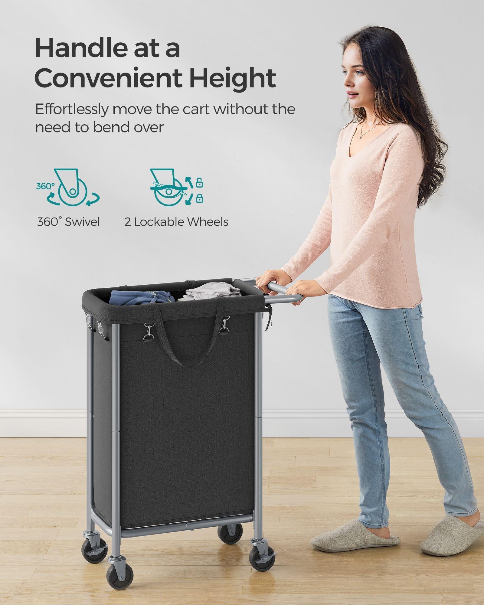 Laundry Basket with Wheels, Rolling Laundry Hamper Ink Black FredCo