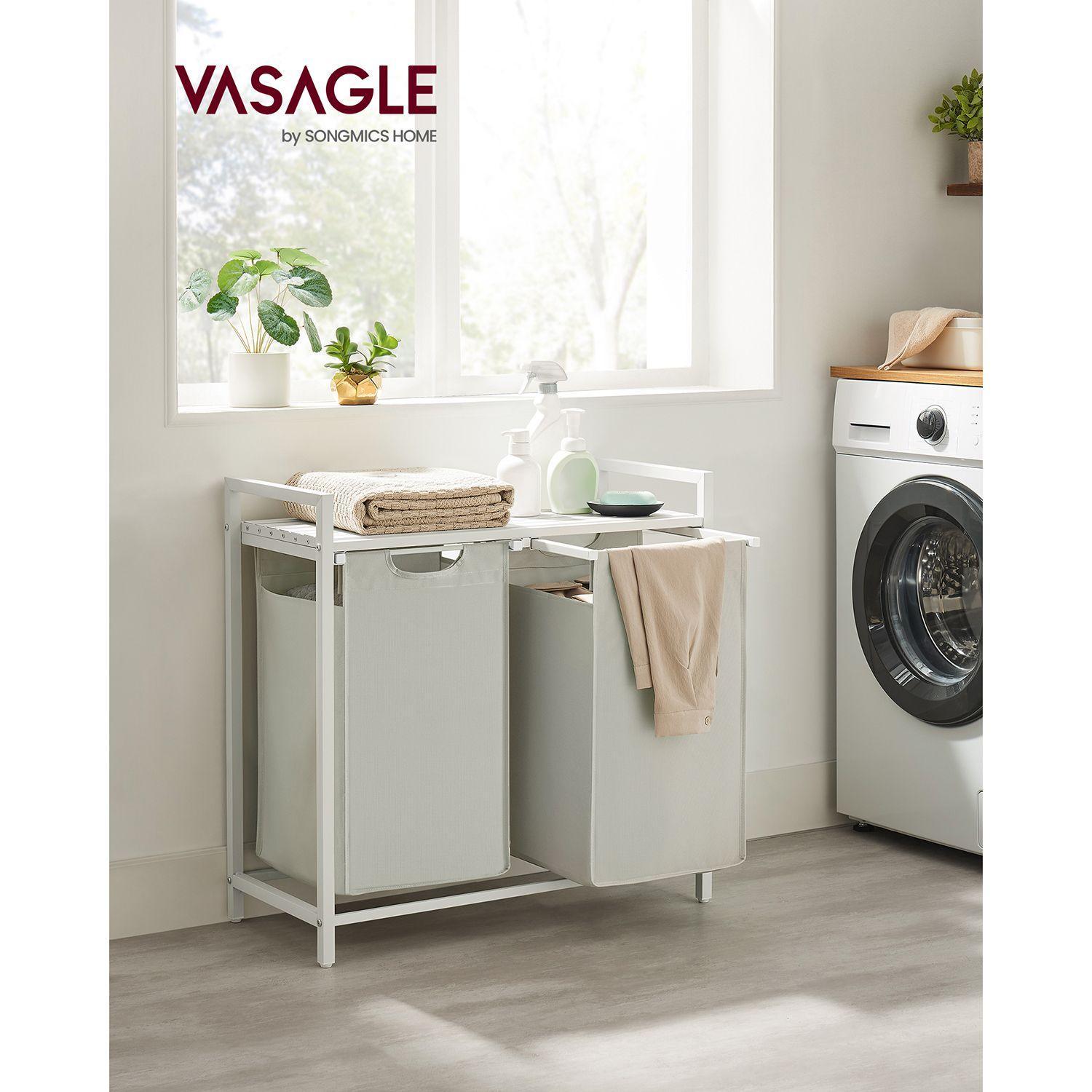 Laundry Hamper with 2 Sections White FredCo