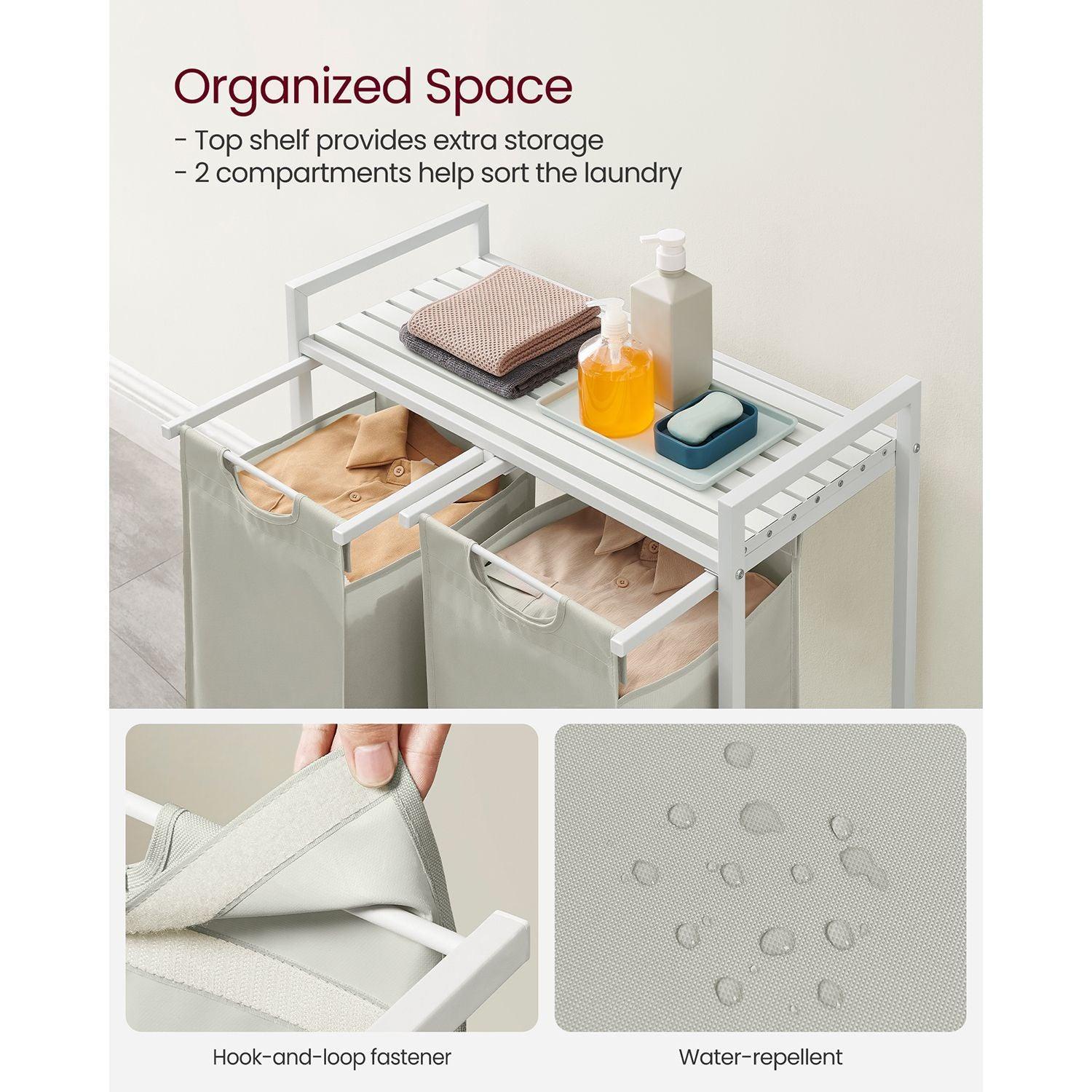 Laundry Hamper with 2 Sections White FredCo
