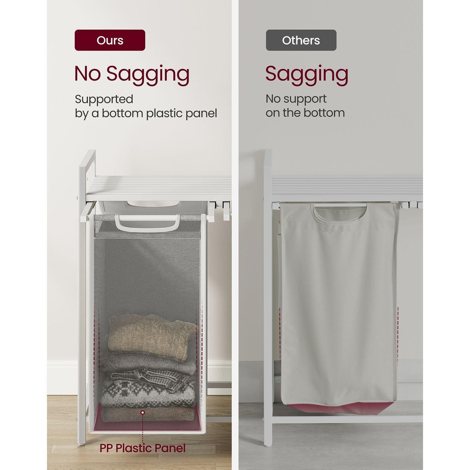 Laundry Hamper with 2 Sections White FredCo