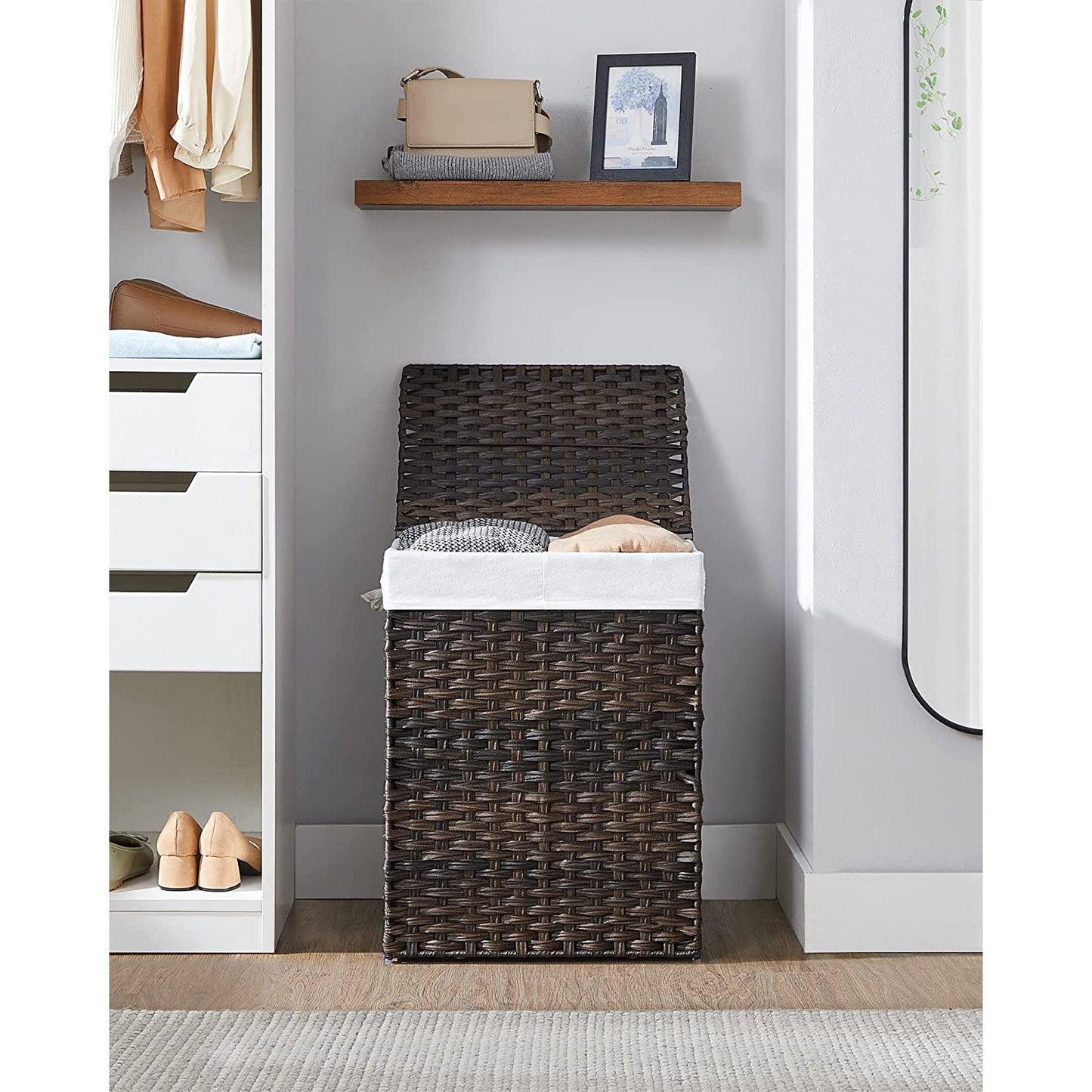 Laundry Hamper with Lid Brown FredCo