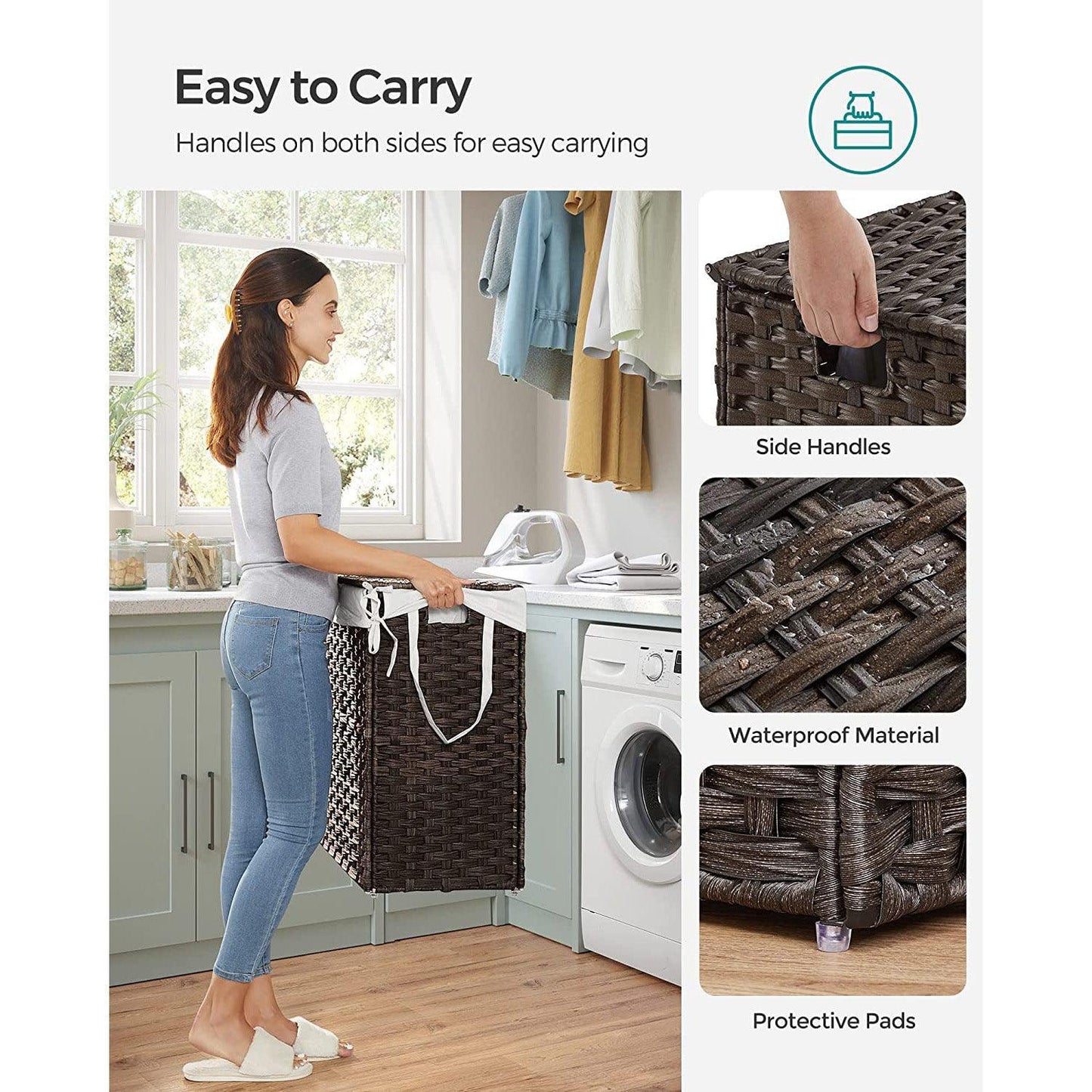 Laundry Hamper with Lid Brown FredCo