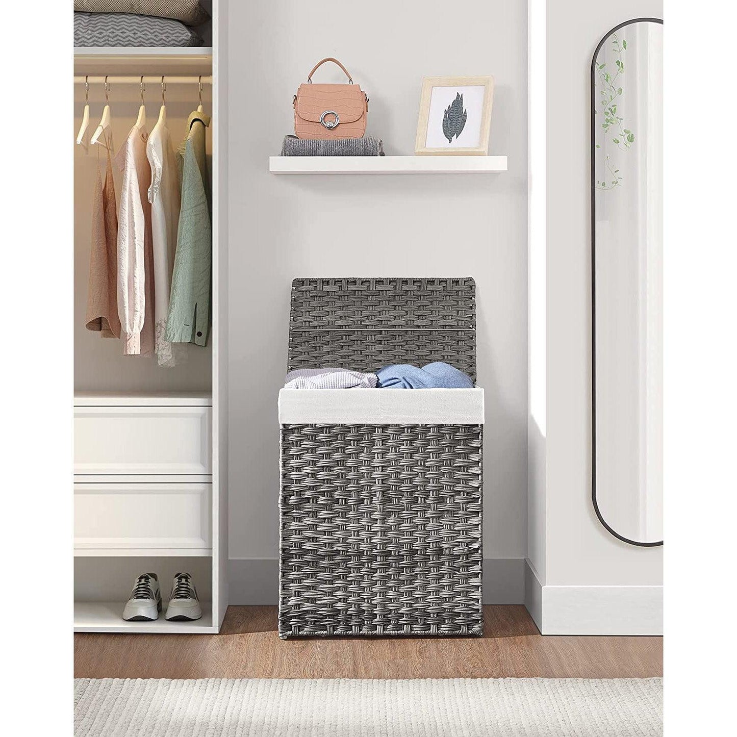 Laundry Hamper with Lid Gray FredCo