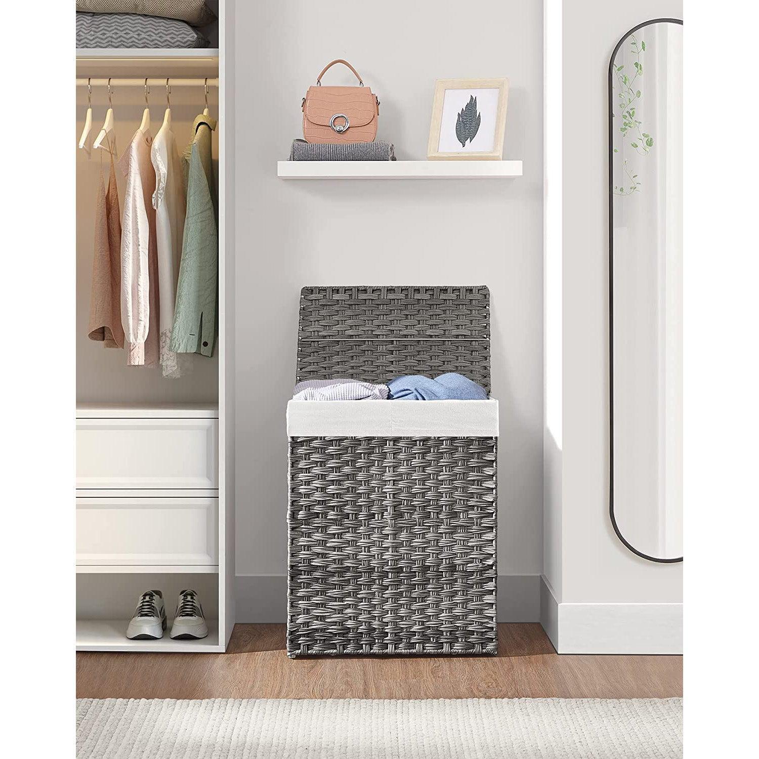 Laundry Hamper with Lid Gray FredCo