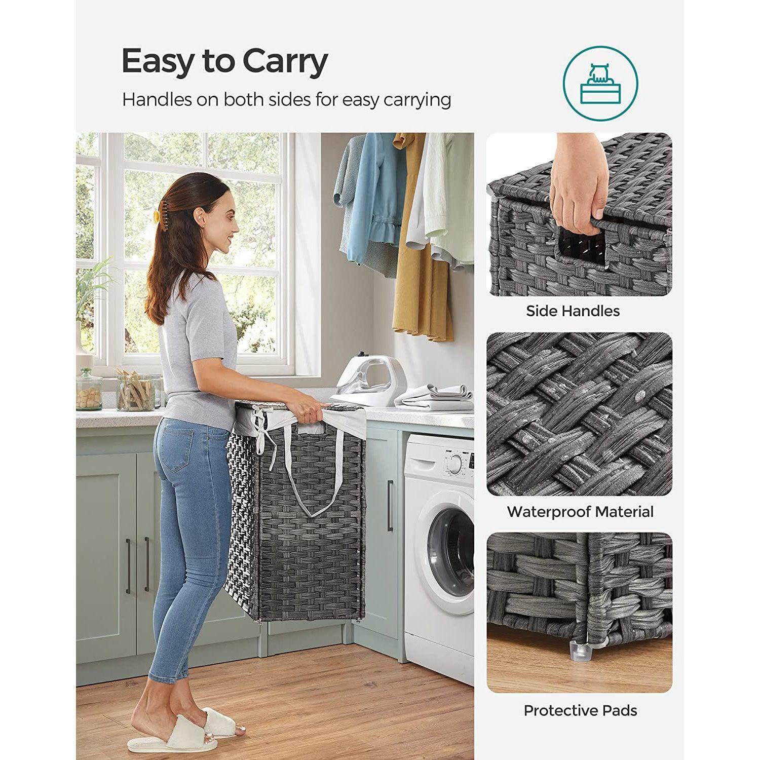 Laundry Hamper with Lid Gray FredCo