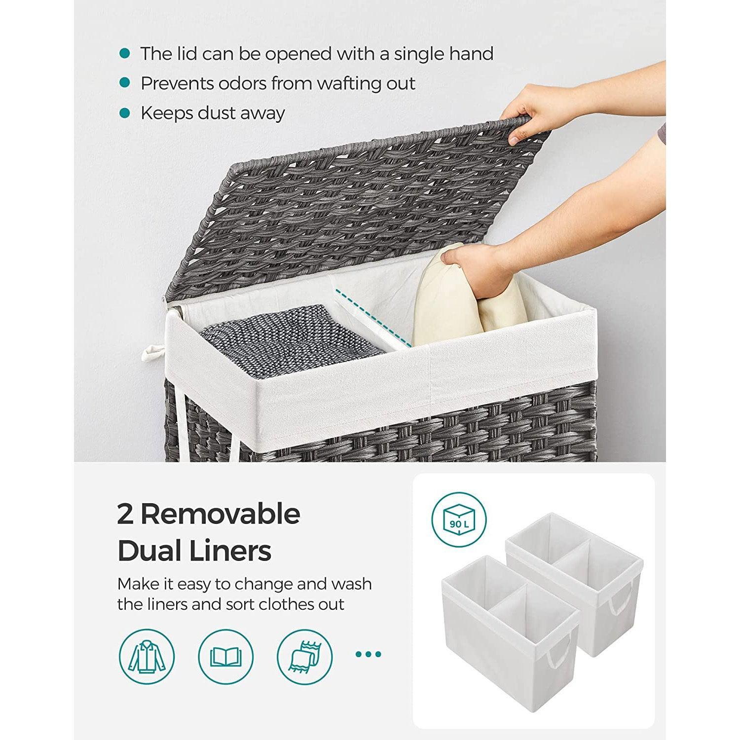 Laundry Hamper with Lid Gray FredCo