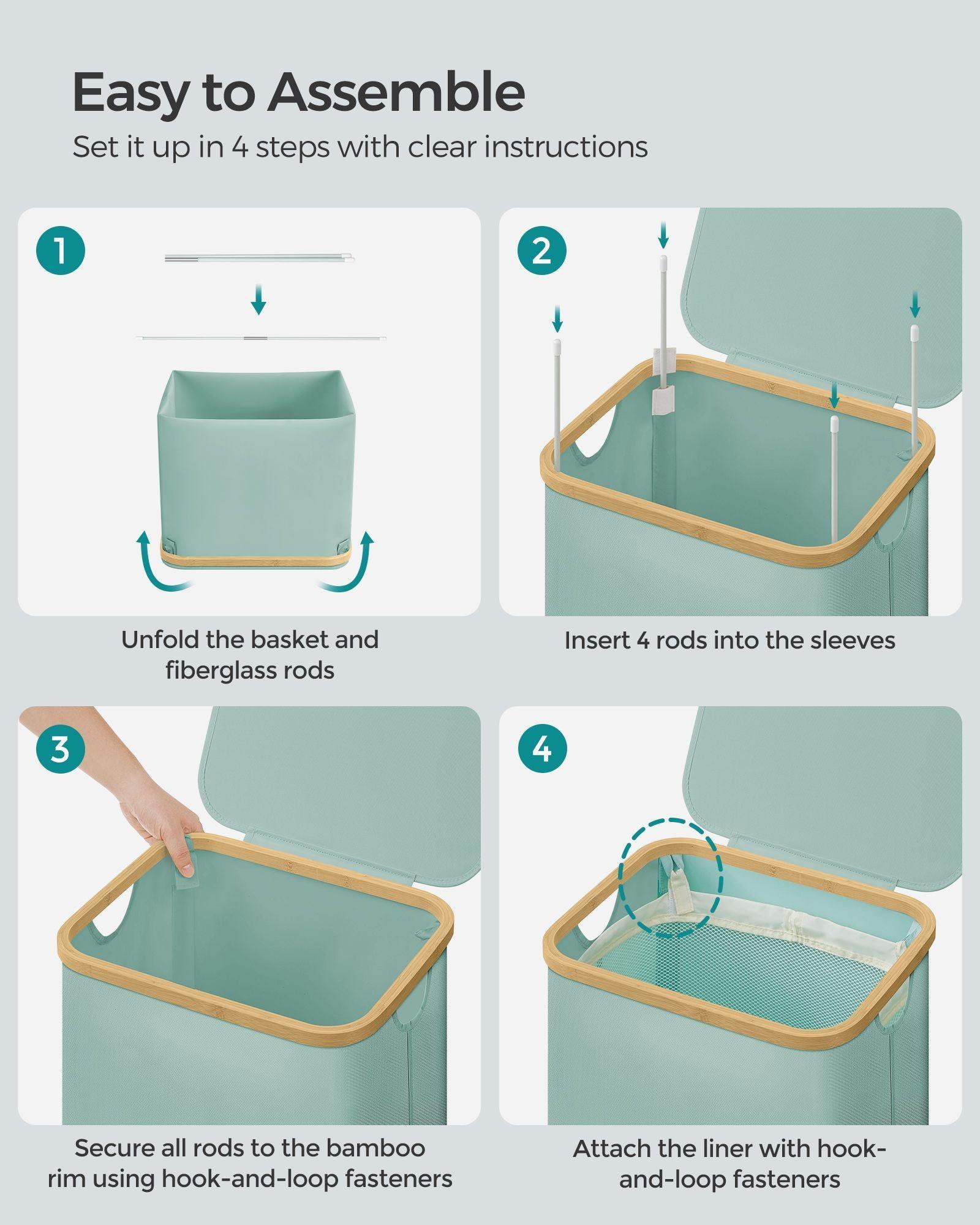 Laundry Hamper with Lid, Large Laundry Basket, 23.8 Gallons (90L), Mint Green FredCo