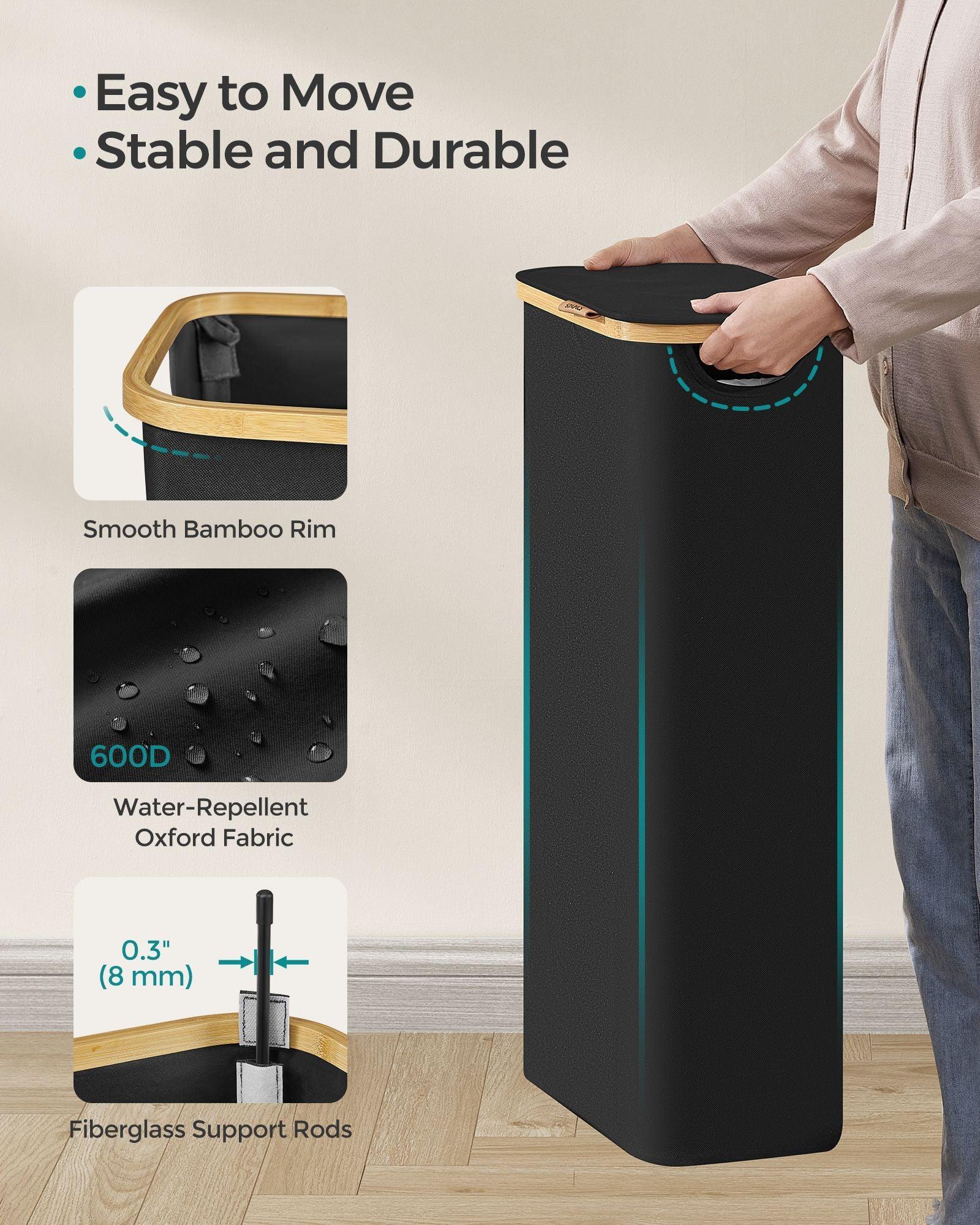 Laundry Hamper with Lid, Slim Laundry Basket, 17.2 Gallons (65L), Ink Black FredCo