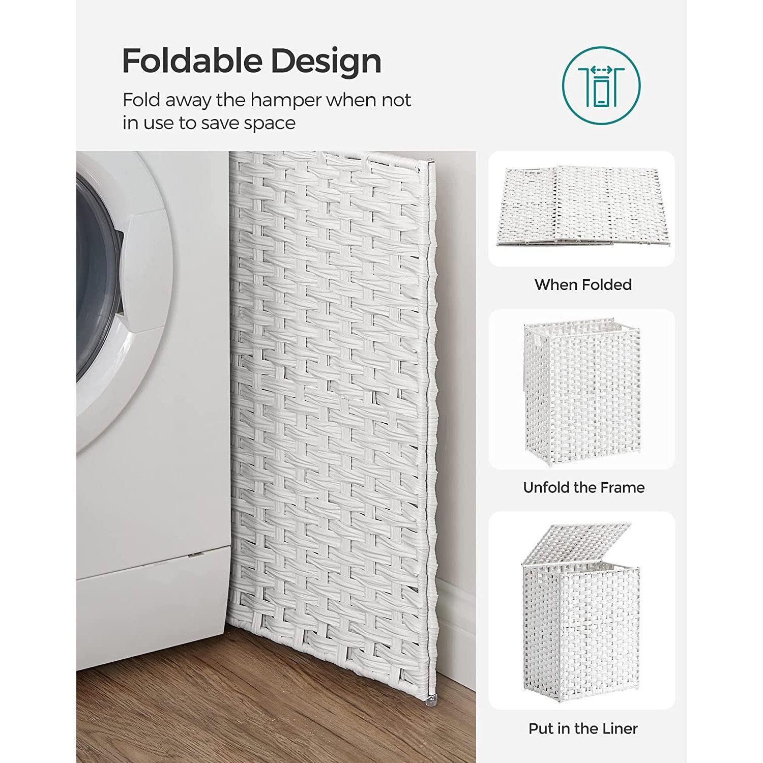 Laundry Hamper with Lid White FredCo