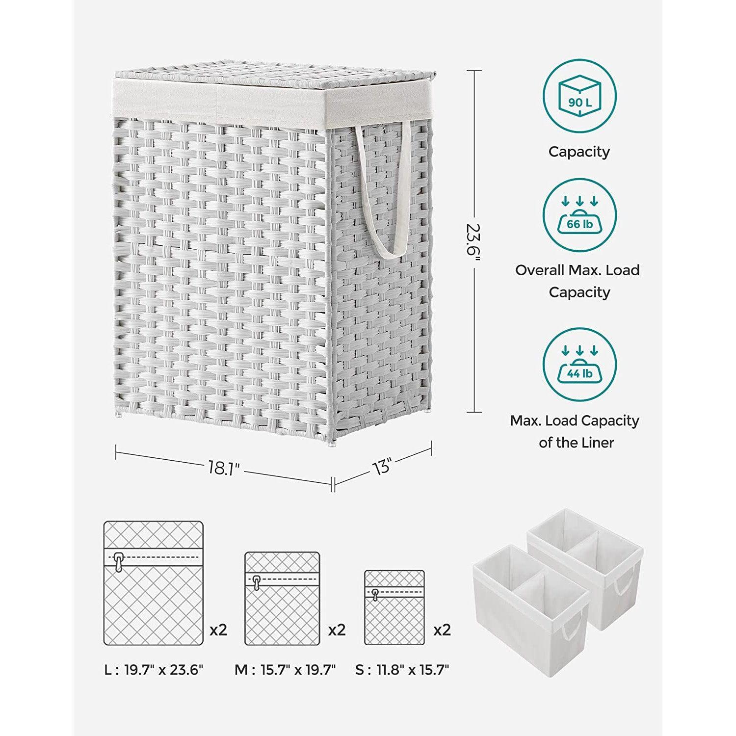 Laundry Hamper with Lid White FredCo