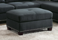 Laurissa Dark Blue Linen Ottoman FredCo