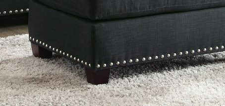 Laurissa Dark Blue Linen Ottoman FredCo