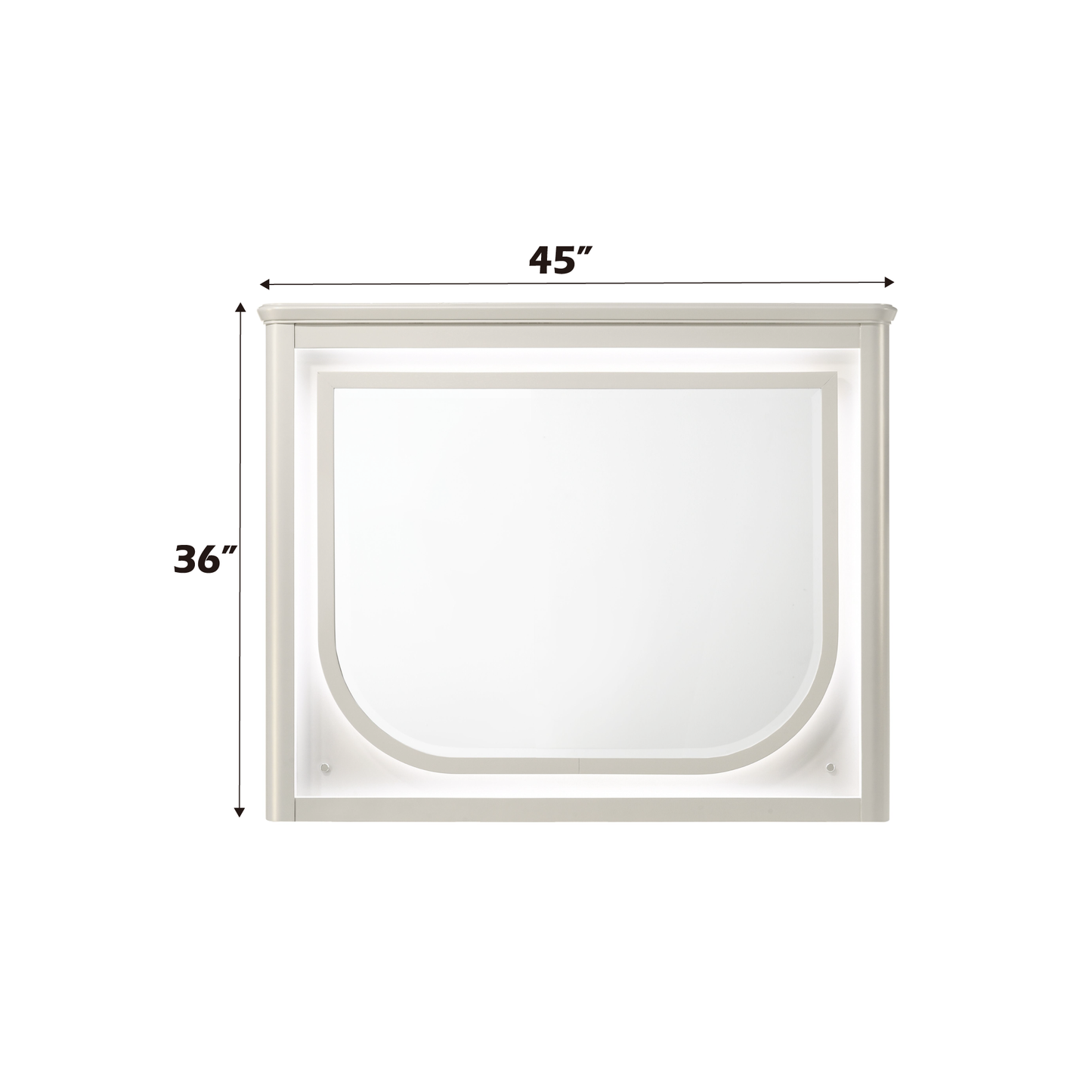 Laveda Pearl White Finish Mirror w/LED FredCo