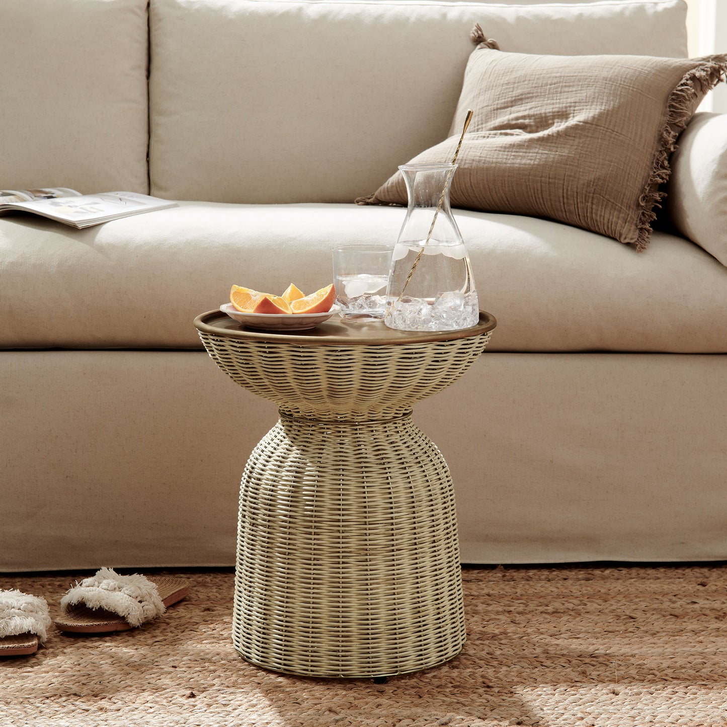 Lazaro Round Rattan Side Table by Modway EEI-7189 FredCo