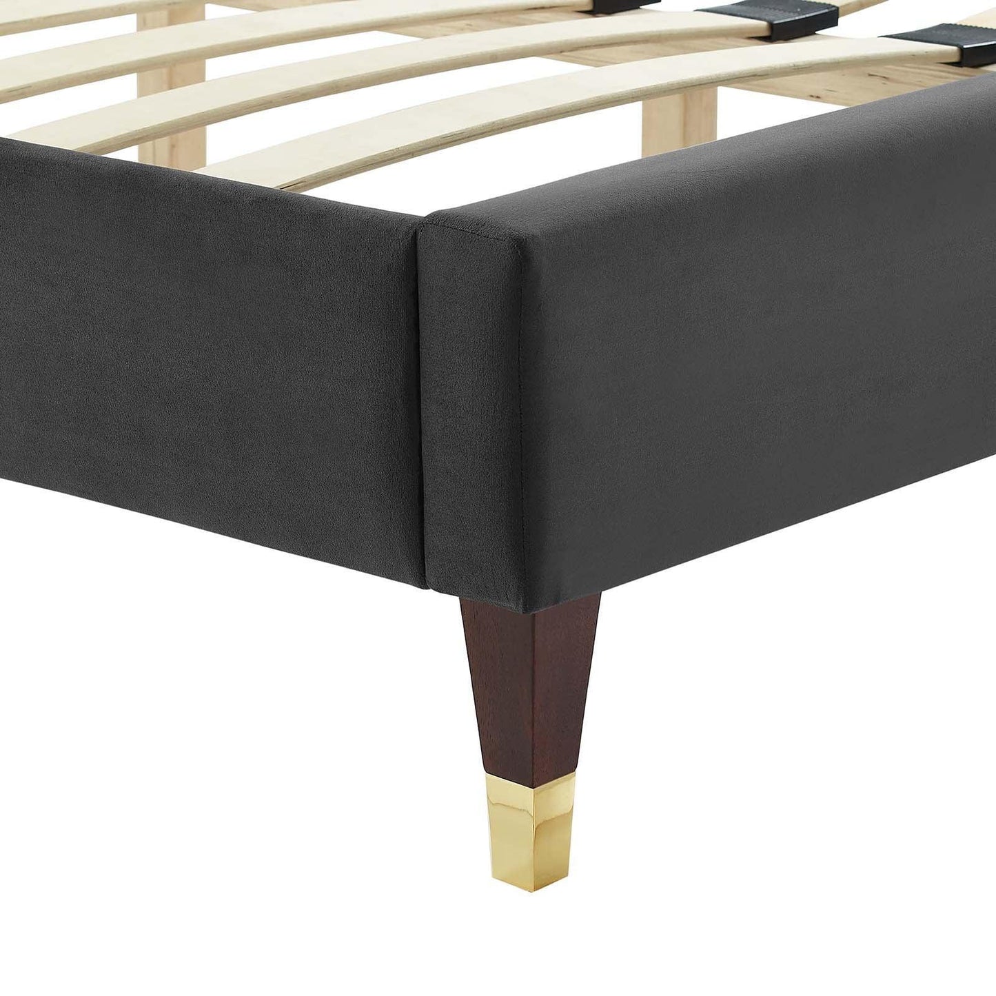 Leah Chevron Tufted Performance Velvet Full Platform Bed, MOD-6997 FredCo