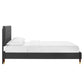 Leah Chevron Tufted Performance Velvet Full Platform Bed, MOD-6997 FredCo